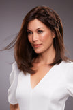 Woman with hair fall wearing the Gwyneth human hair wig with a lace front 