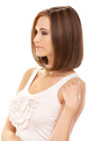 Woman with Alopecia wearing light brown Haute lace front wig 