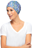 Female with Alopecia wearing The Softie by Jon Renau in a blue colour 