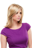 Young woman with hair fall wearing a Top Notch hair topper with a double monofilament base 