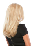 Lady with complete hair loss wearing the light blonde Spirit human hair wig by Jon Renau 
