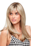 Lady with fine hair wearing a versatile Camilla wig 