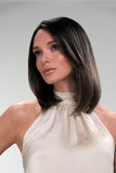 Lady wearing the darn brown Elle Cascading Wig Colour by Jon renau