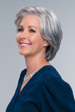 lady showing the side profile of the Hillary Grey Wig