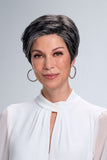 women with hair loss with her short style Evan Grey Pixie Wig