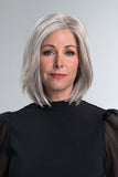 Woman with Alopecia wearing the new colour Kristen Grey Bob Wig