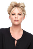 Female with thinning hair wearing her Easipart human hair topper to add fullness 