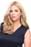 Woman with fine hair wearing the Easipart French 12 Inch topper 