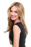 Laughing lady with fine hair is wearing her Alessandra wig by Jon Renau 
