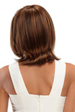 Woman with thinning hair is showing the back of her lace front Alia wig 
