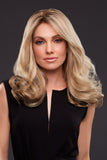 Elegant woman with balding is wearing her lace front Remy human hair wig in the style Angie 