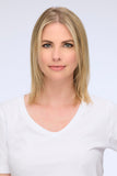 Blonde woman with fine hair before wearing the Easipieces clip in extensions 