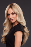 Model with thinning hair is wearing the Kim Lace front human hair wig by Jon Renau 