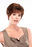 Model with hair loss wearing a short style Bree wig by Jon Renau 