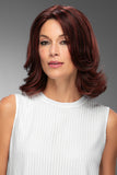 Lady with fine hair wearing a shoulder length Carrie wig by Jon Renau South Africa 