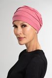lady with alopecia showing the side profile of the Cozy hat by Jon Renau