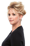 Eaipart human hair topper in 12 Inches being worn by a woman with hair loss 