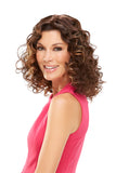 Happy woman with thinning hair wearing Easipart 18 inch topper from Fascinations 