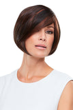 Woman with hair loss wearing the brunette Elisha Hand Tied Wig 