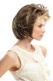 Female with progressive hair loss wearing the Hillary synthetic wig with a lace front 