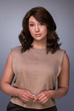 Model with hair loss showing the shoulder-length bob style Carrie Petite lite wig by Jon Renau 