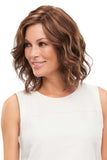 Model with progressive hair loss wearing  Julianne wig with hand hand tied cap