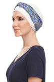 Lady with Alopecia wearing The Softie Access by Jon Renau over her white Softie 
