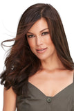Female with hair loss wearing a hand tied Top Full 18 Inch Hair Topper for advanced stage hair loss 