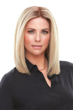 Woman with fine hair adding volume by wearing the Top Smart 12'' Human Hair Topper by Jon Renau 