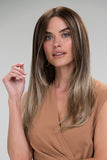 Lady with alopecia wearing the straight style Blonde Zara Cascading Wig Colour by jon Renau