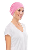 Model with hair loss wearing a pink Simple Softie by Jon Renau South Africa 