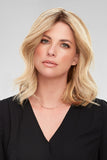 Woman with balding wearing the Juliette 18 Inch Bondable Hair Topper in the colour 12FS8