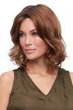 Female with Alopecia wearing a hand tied Kendall wig by Jon Renau in a brunette shade 