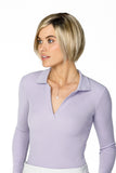 Female with hair loss wearing a bob style synthetic Maisie wig in a blonde colour 