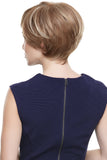 Lady with advanced hair loss showing her Mariska Petite wig from the back 