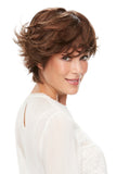 Lady with Alopecia showing her Meg wig with a hand-tied cap 