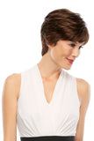 Woman with Alopecia showing the Mono Allure synthetic short wig from Fascinations 