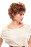 Female with Alopecia covering her head in a Peaches lightweight curly style wig 