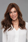 Model with thinning hair wearing her Penelope Long Length Human Hair Wig