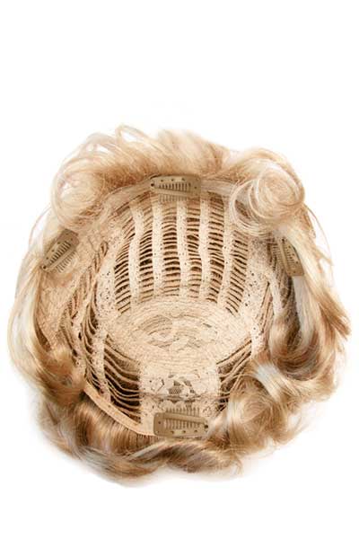 Curly blonde synthetic Playmate hair piece by Jon Renau 