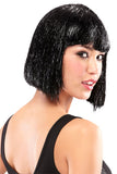 Model wearing a black bob style Tinsel Town Cosplay wig from Fascinations Cape Town 