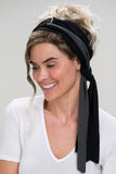 Lady showing the side profile of the Reversible Softie Headscarf by jon Renau