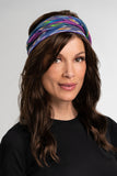 Lady with hair loss wearing her Reversible Softie Headscarf by Jon Renau in various colours