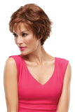 Lady with advanced stage hair loss covering her head with a synthetic Robin Petite wig 