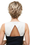 Lady with Alopecia showing the back of her blonde Robin Petite wig 
