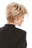 Lady with hair fall wearing her hand tied Ruby wig from Fascinations South Africa 