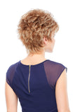 Woman with Alopecia showing the back of her short synthetic Sheena Petite wig from Fascinations 