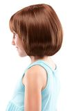 Young girl with Alopecia showing her brunette bob style Shiloh wig with a monofilament crown