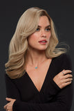 Lady with hair fall showing a blonde Sienna wig from Fascinations from the Human hair collection 
