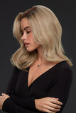 Female with advanced stage hair loss wearing a long blonde Sienna Remy human hair wig